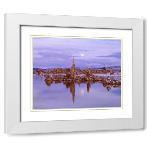 CA, Sierra Nevada Full Moon over Tufa Formations White Modern Wood Framed Art Print with Double Matting by Talbot Frank, Christopher