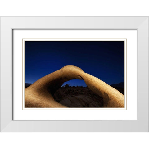 CA, Sierra Nevada Mobius Arch illuminated White Modern Wood Framed Art Print with Double Matting by Flaherty, Dennis