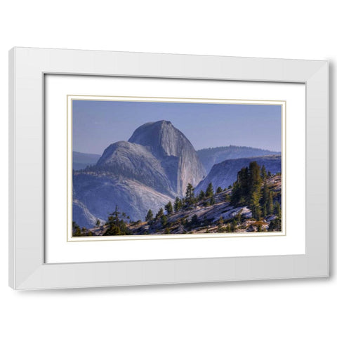 CA, Yosemite Half Dome seen from Olmsted Point White Modern Wood Framed Art Print with Double Matting by Flaherty, Dennis