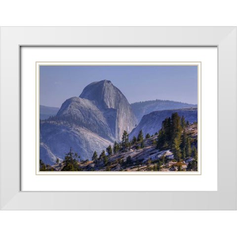 CA, Yosemite Half Dome seen from Olmsted Point White Modern Wood Framed Art Print with Double Matting by Flaherty, Dennis