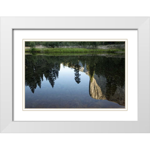 California, Yosemite El Capitan and Merced River White Modern Wood Framed Art Print with Double Matting by Flaherty, Dennis