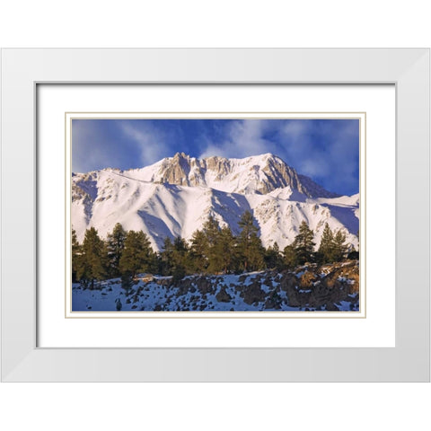 CA, Sierra Nevada Mt Morgan seen from a Road White Modern Wood Framed Art Print with Double Matting by Flaherty, Dennis