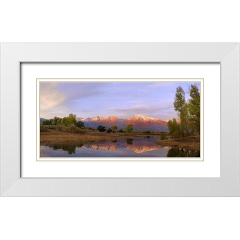 California, Bishop Sierra Mts from Farmers Pond White Modern Wood Framed Art Print with Double Matting by Flaherty, Dennis
