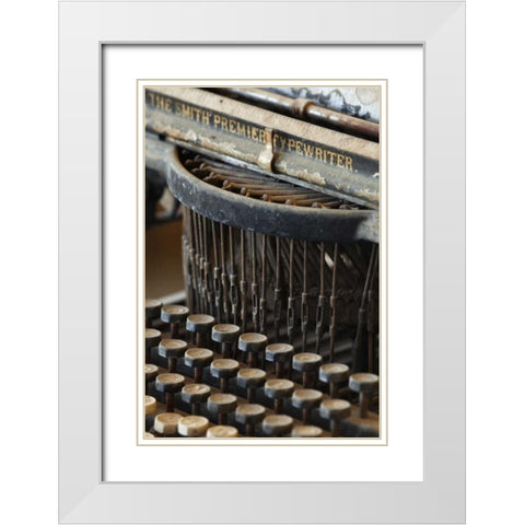 CA, Bodie State Historic Park Old typewriter White Modern Wood Framed Art Print with Double Matting by Flaherty, Dennis