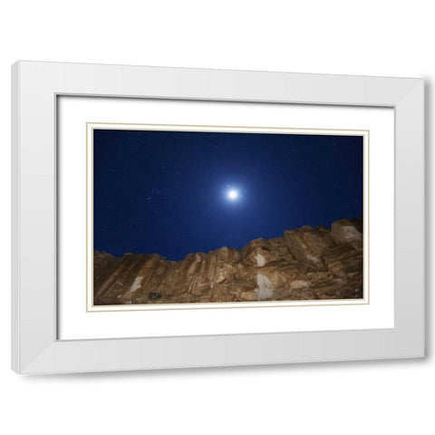 CA, Chalfant Canyon Petroglyph on rock face White Modern Wood Framed Art Print with Double Matting by Flaherty, Dennis