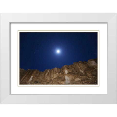 CA, Chalfant Canyon Petroglyph on rock face White Modern Wood Framed Art Print with Double Matting by Flaherty, Dennis