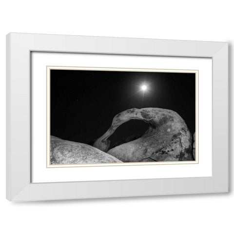 CA, Sierra Nevada Moonrise in the Alabama Hills White Modern Wood Framed Art Print with Double Matting by Flaherty, Dennis