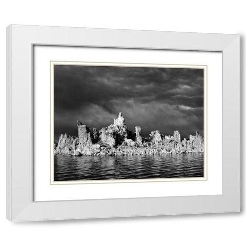 USA, California, Mono Lake Storm-lit tufa towers White Modern Wood Framed Art Print with Double Matting by Flaherty, Dennis