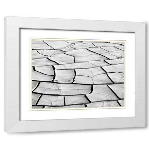California, Death Valley Patterns in dried mud White Modern Wood Framed Art Print with Double Matting by Flaherty, Dennis