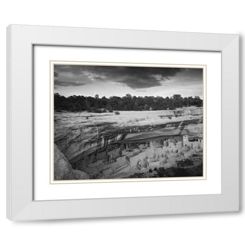 CO, Mesa Verde NP Overview of Cliff Palace Ruins White Modern Wood Framed Art Print with Double Matting by Flaherty, Dennis