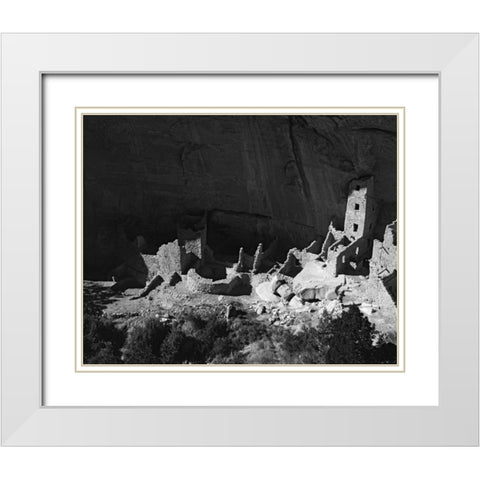 Colorado, Mesa Verde NP Square Tower House ruin White Modern Wood Framed Art Print with Double Matting by Flaherty, Dennis