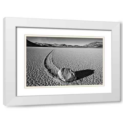 CA, Death Valley Sliding rock at the Racetrack White Modern Wood Framed Art Print with Double Matting by Flaherty, Dennis