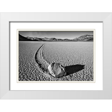 CA, Death Valley Sliding rock at the Racetrack White Modern Wood Framed Art Print with Double Matting by Flaherty, Dennis