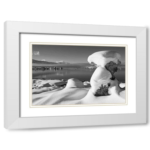 USA, California, Mono Lake Snow-covered tufa White Modern Wood Framed Art Print with Double Matting by Flaherty, Dennis