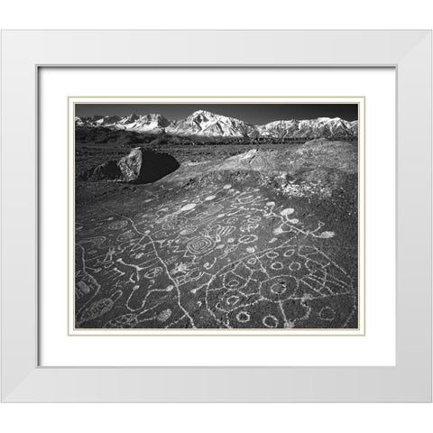 USA, California, Bishop Petroglyphs on rock face White Modern Wood Framed Art Print with Double Matting by Flaherty, Dennis