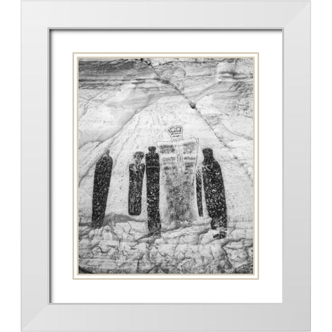 UT, Canyonlands NP, Horseshoe Canyon Pictographs White Modern Wood Framed Art Print with Double Matting by Flaherty, Dennis