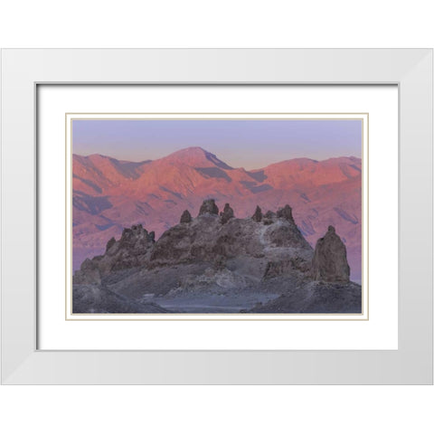 USA, California Sunset on Trona Pinnacles White Modern Wood Framed Art Print with Double Matting by Paulson, Don