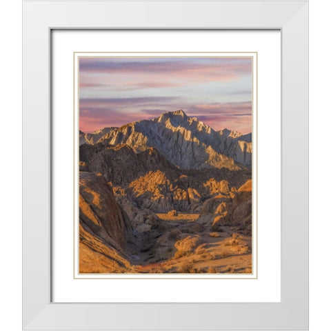 California Lone Pine Peak from Alabama Hills White Modern Wood Framed Art Print with Double Matting by Paulson, Don