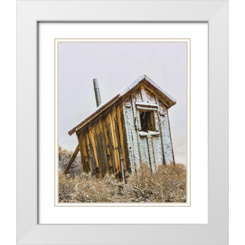 USA, California, Bodie Solitary outhouse White Modern Wood Framed Art Print with Double Matting by Paulson, Don