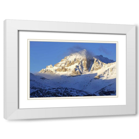 CA, Sierra Nevada Snow on mountain at sunrise White Modern Wood Framed Art Print with Double Matting by Flaherty, Dennis