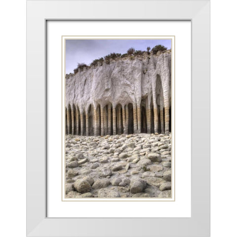 California, Mono County Volcanic rock pillars White Modern Wood Framed Art Print with Double Matting by Flaherty, Dennis