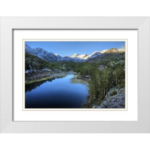 California, Sierra Nevada Mack Lake at sunrise White Modern Wood Framed Art Print with Double Matting by Flaherty, Dennis