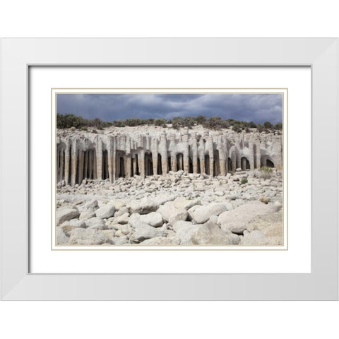California, Mono County Volcanic rock pillars White Modern Wood Framed Art Print with Double Matting by Flaherty, Dennis