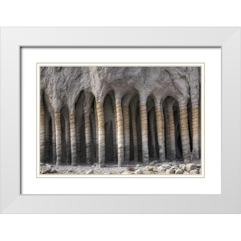 California, Mono County Volcanic rock pillars White Modern Wood Framed Art Print with Double Matting by Flaherty, Dennis