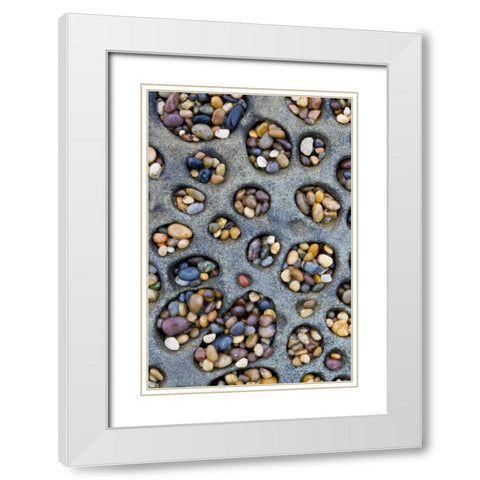 CA, Tafoni formation holes filled with pebbles White Modern Wood Framed Art Print with Double Matting by Delisle, Gilles