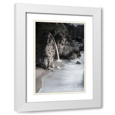 California-Julia Pfeiffer Burns State Park McWay Falls into small cove  White Modern Wood Framed Art Print with Double Matting by Jaynes Gallery
