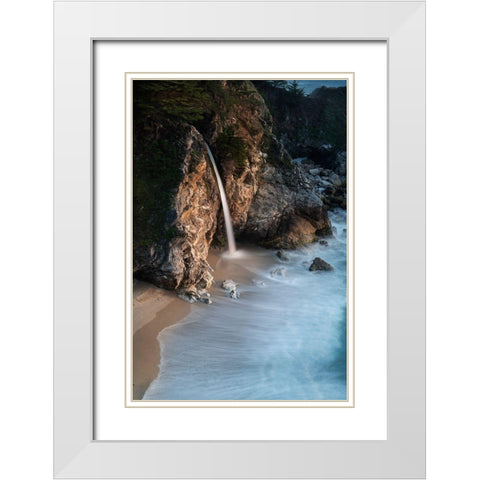 California-Julia Pfeiffer Burns State Park McWay Falls into small cove  White Modern Wood Framed Art Print with Double Matting by Jaynes Gallery