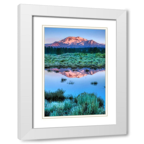 California-Sierra Nevada Range Mammoth Mountain reflects in Mammoth Creek White Modern Wood Framed Art Print with Double Matting by Jaynes Gallery
