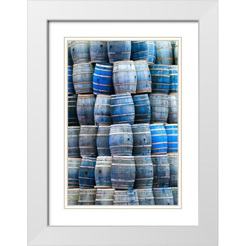 California San Luis Obispo Stacked wine barrels White Modern Wood Framed Art Print with Double Matting by Jaynes Gallery