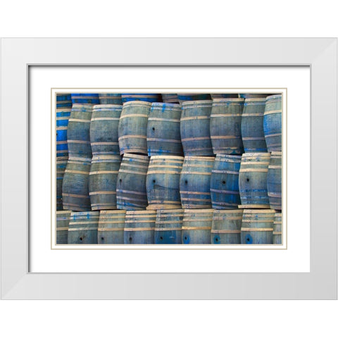 California San Luis Obispo Stacked wine barrels White Modern Wood Framed Art Print with Double Matting by Jaynes Gallery