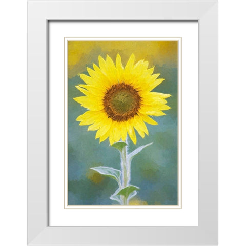 California Abstract of sunflower White Modern Wood Framed Art Print with Double Matting by Jaynes Gallery