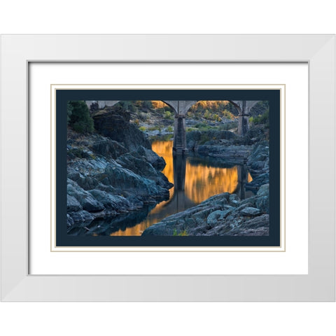 Usa-California This old railroad bridge crossing the North Fork of the American River White Modern Wood Framed Art Print with Double Matting by Sederquist, Betty