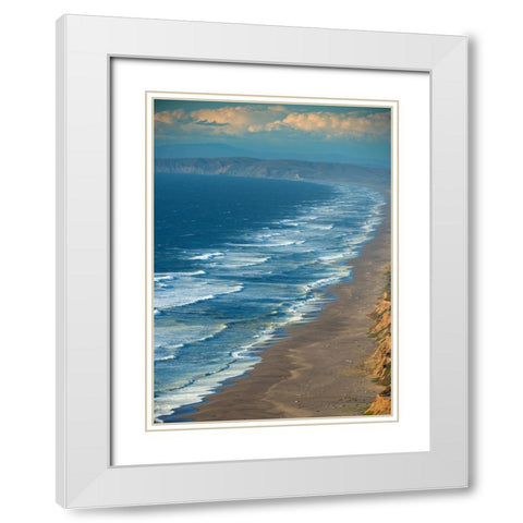 Usa-California Rough surf characterizes the Point Reyes coast White Modern Wood Framed Art Print with Double Matting by Sederquist, Betty