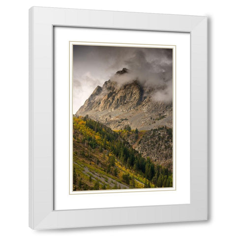 Usa-California-Sierra Nevada Mighty Peaks in the Lundy Lake area in fall White Modern Wood Framed Art Print with Double Matting by Sederquist, Betty
