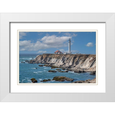 Point Arena Lighthouse a northern California landmark. White Modern Wood Framed Art Print with Double Matting by Sederquist, Betty