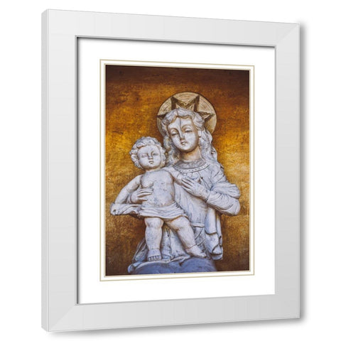 California-Carmel-Basilica of San Carlos Borromeo del Rio Carmelo-Statue of Mary and Jesus White Modern Wood Framed Art Print with Double Matting by Looney, Hollice
