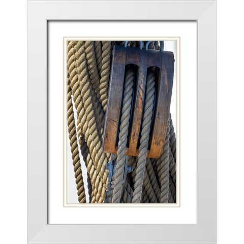 Nautical rigging-San Francisco-California-USA White Modern Wood Framed Art Print with Double Matting by Engelbrecht, Jim