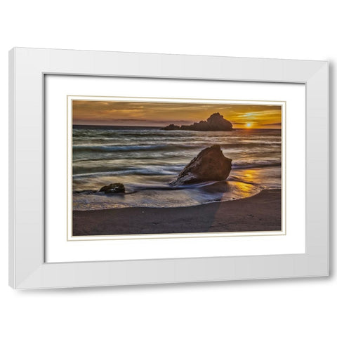 Pfeiffer Beach-Big Sur-California White Modern Wood Framed Art Print with Double Matting by Ford, John