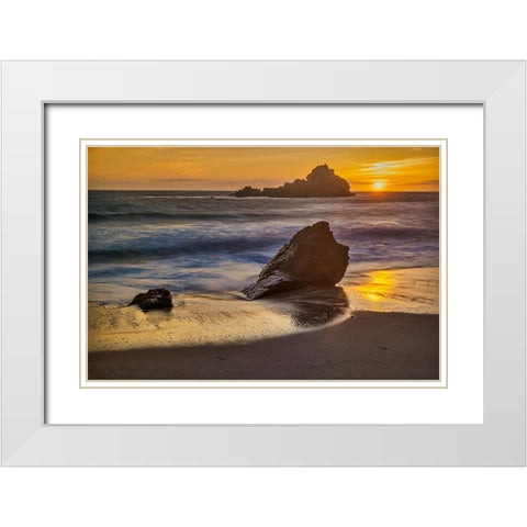 Pfeiffer Beach-Big Sur-California White Modern Wood Framed Art Print with Double Matting by Ford, John