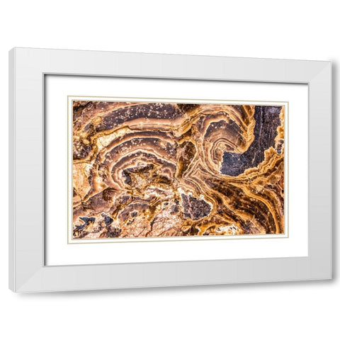 Marble Abstract-Titus Canyon-Death Valley White Modern Wood Framed Art Print with Double Matting by Ford, John
