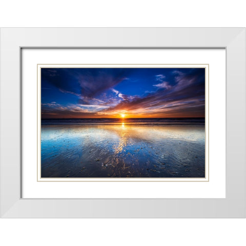 Sunset over the Channel Islands-Ventura-California-USA White Modern Wood Framed Art Print with Double Matting by Bishop, Russ