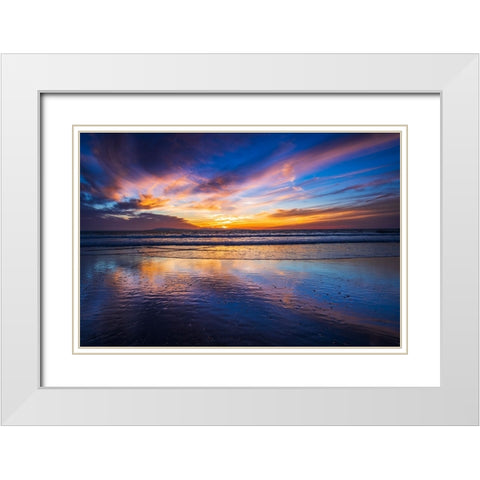Sunset over the Channel Islands-Ventura-California-USA White Modern Wood Framed Art Print with Double Matting by Bishop, Russ