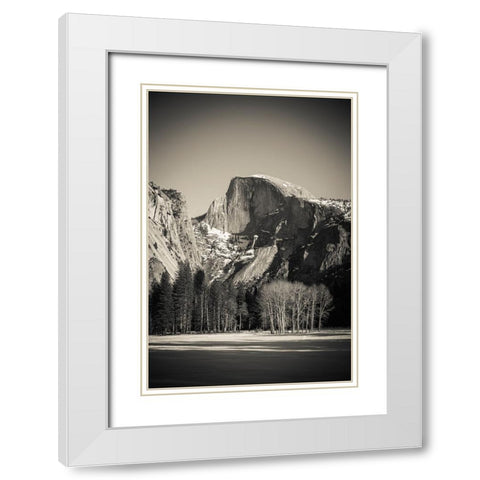 Afternoon light on Half Dome in winter-Yosemite National Park-California-USA White Modern Wood Framed Art Print with Double Matting by Bishop, Russ