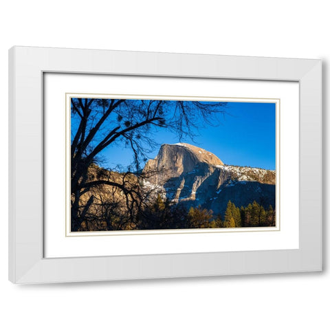 Afternoon light on Half Dome in winter-Yosemite National Park-California-USA White Modern Wood Framed Art Print with Double Matting by Bishop, Russ