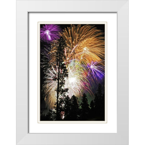 CO, Frisco Spectacular July 4th fireworks White Modern Wood Framed Art Print with Double Matting by Lord, Fred