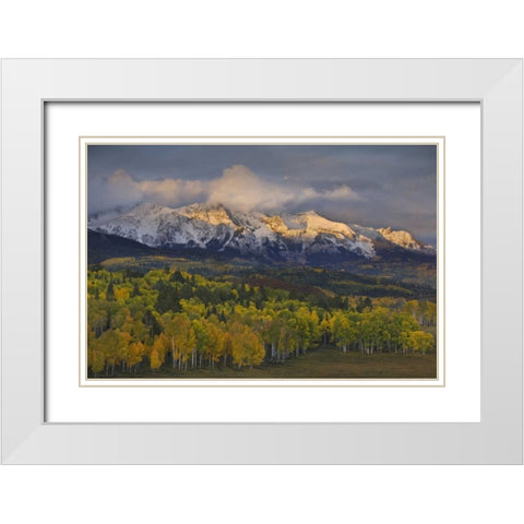 CO, Rocky Mts Sunrise over the Sneffels Range White Modern Wood Framed Art Print with Double Matting by Grall, Don